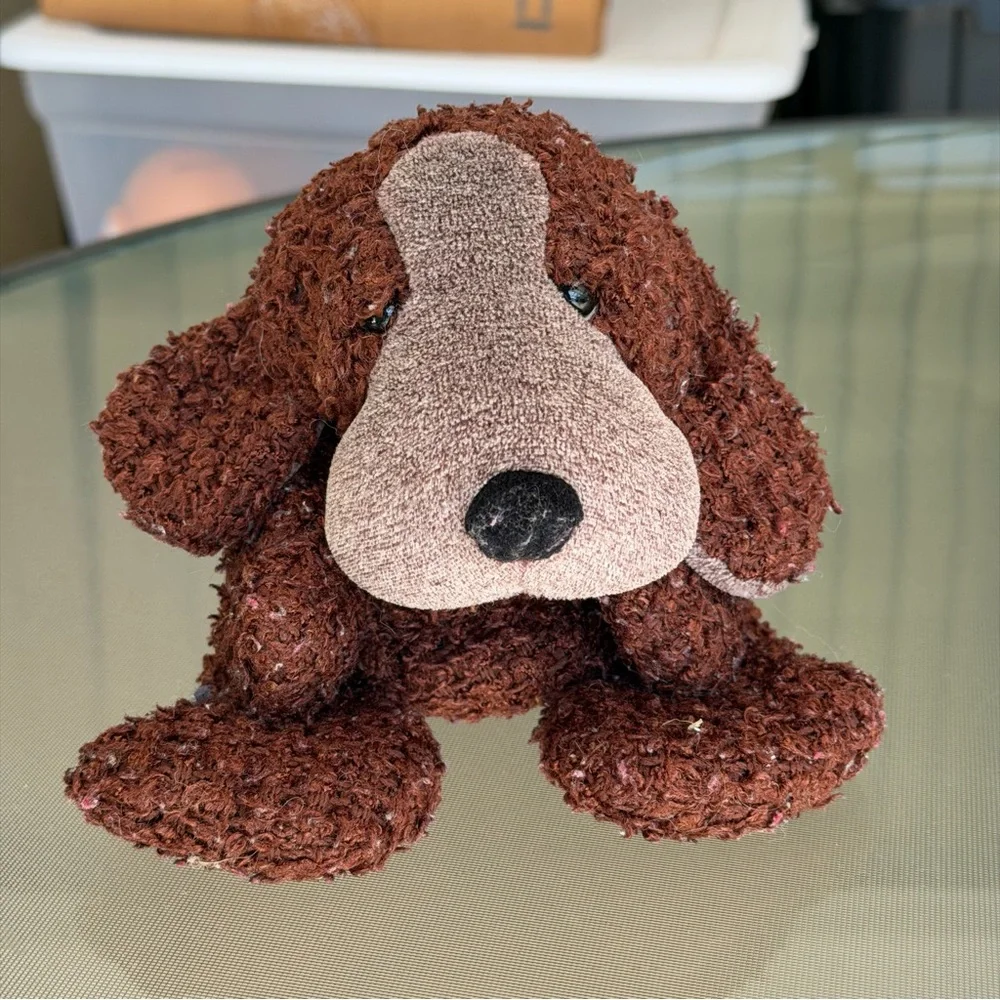 Russ Berrie‎ FLATFOOT Brown Grey Puppy Dog Plush Stuffed Animal 90s Toy